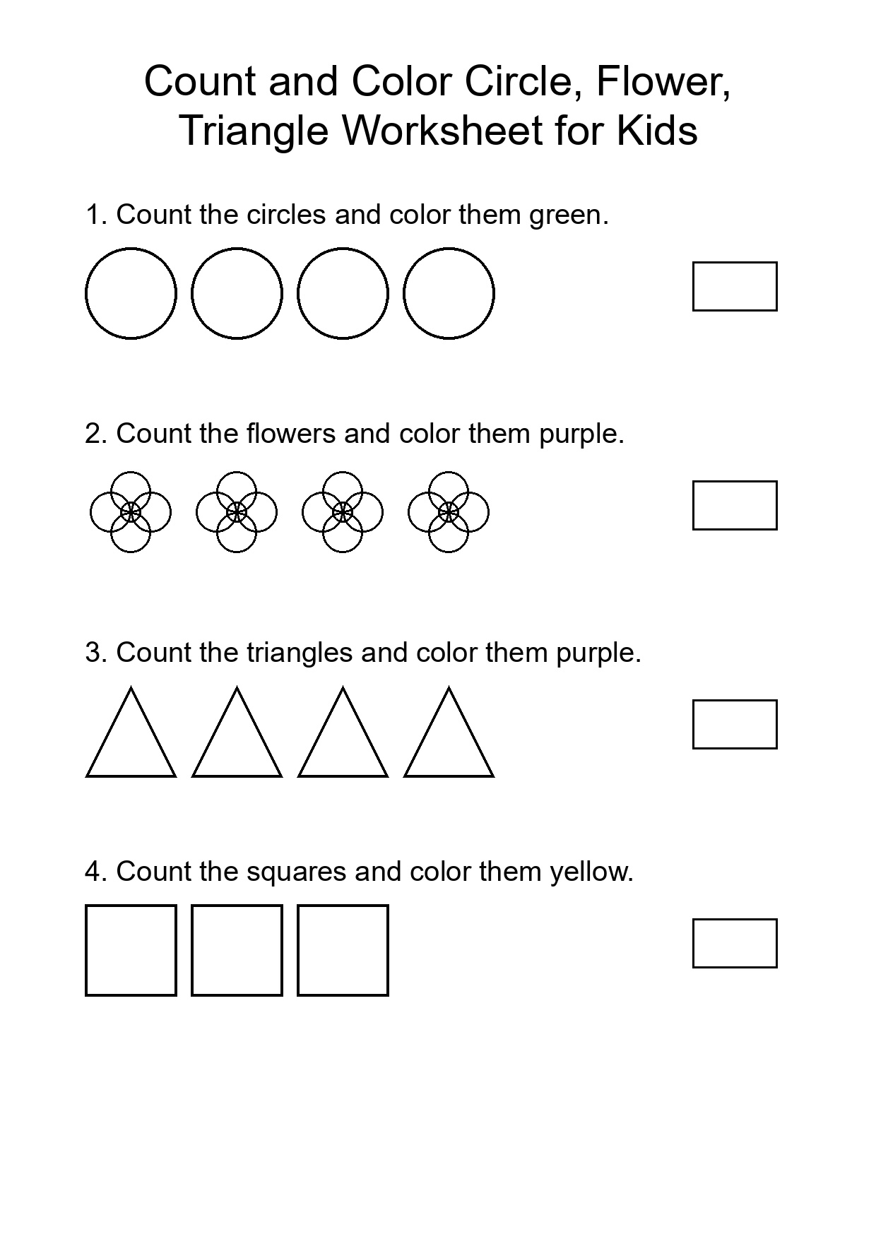 Printable Count and Color Worksheet for Preschool