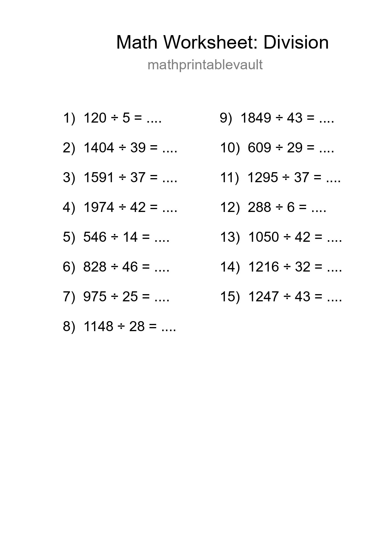 Free 15 Division Math Worksheet For Grade 2 - Part 70
