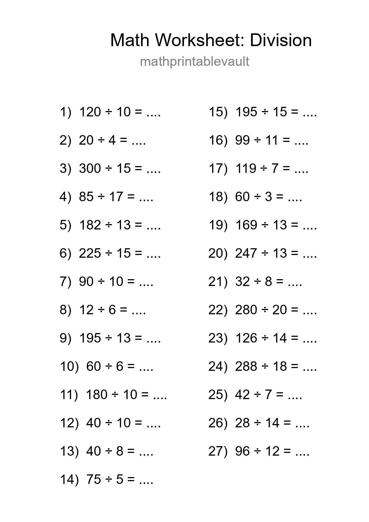 Free 27 Division Math Worksheet For Grade 2 With Answers - Part 191