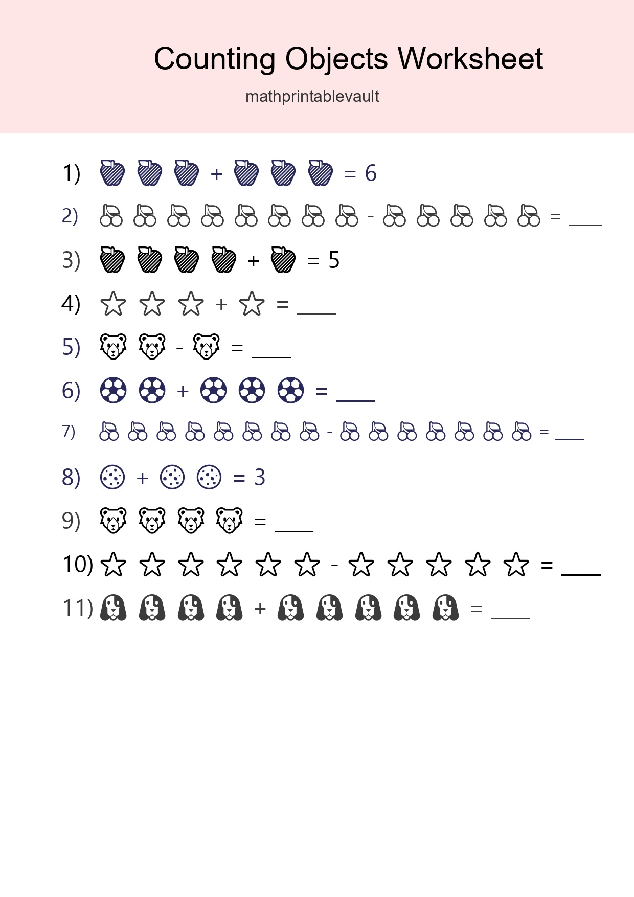 Free Counting Objects Worksheet For Kindergarten - Part 124