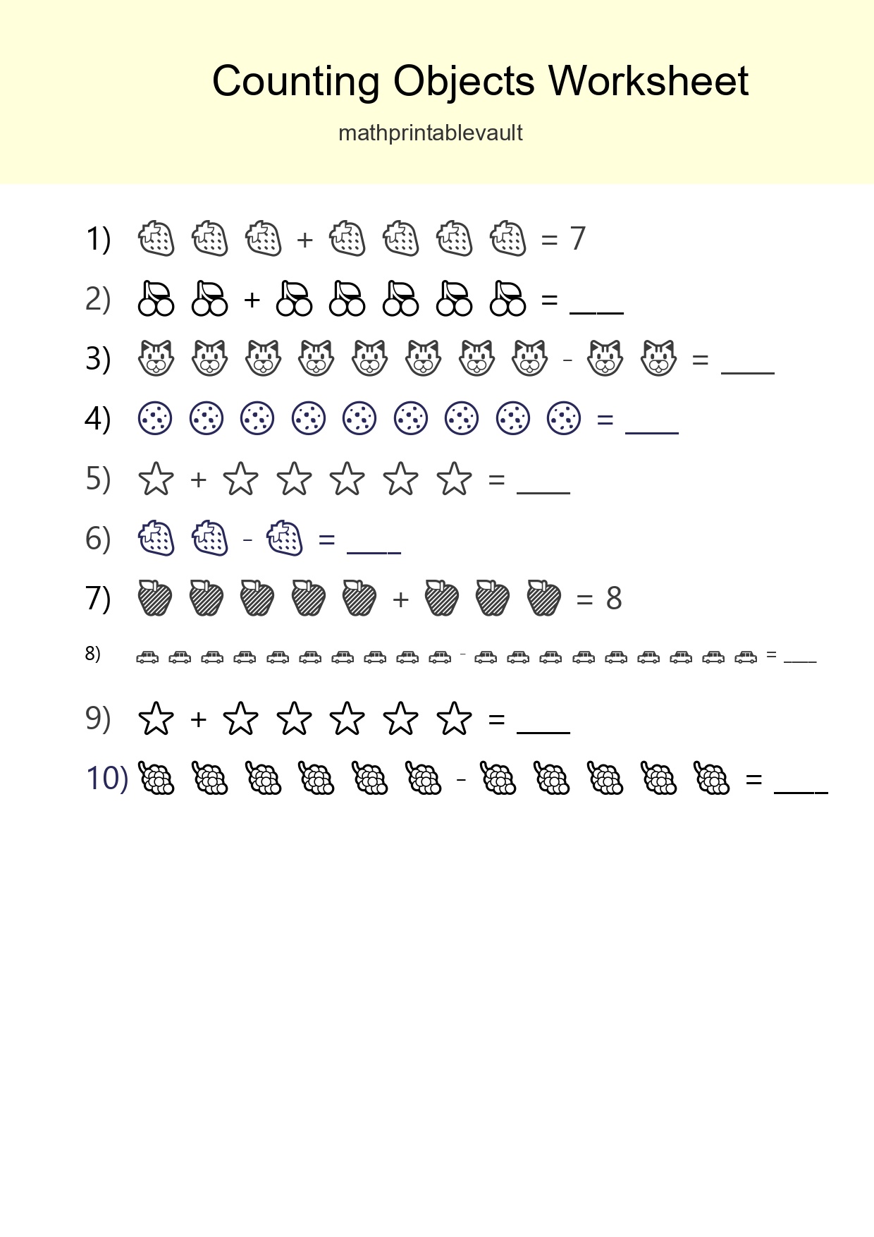 Free Counting Objects Worksheet For Kindergarten - Part 146