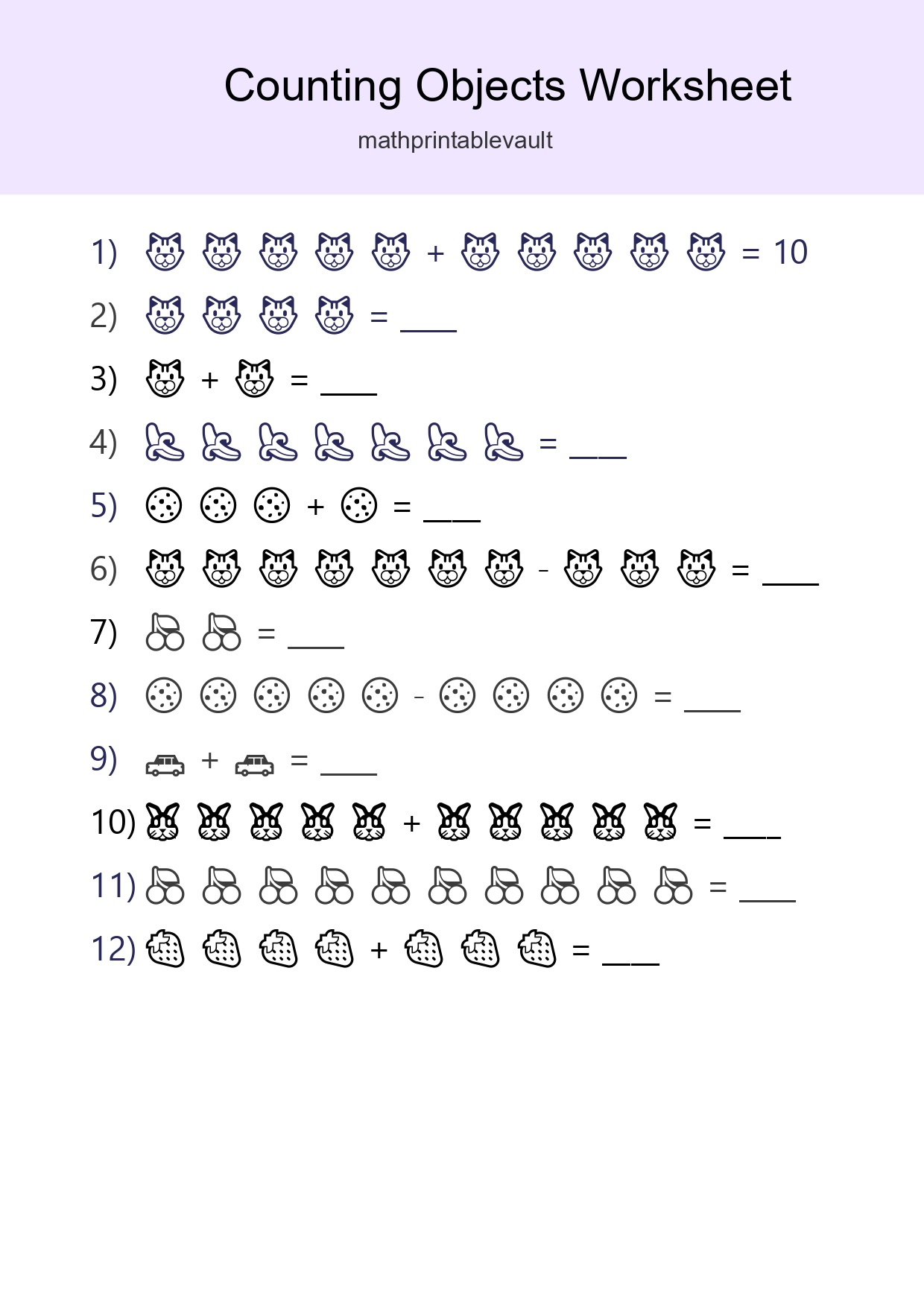 Free Counting Objects Worksheet For Kindergarten Printable - Part 113