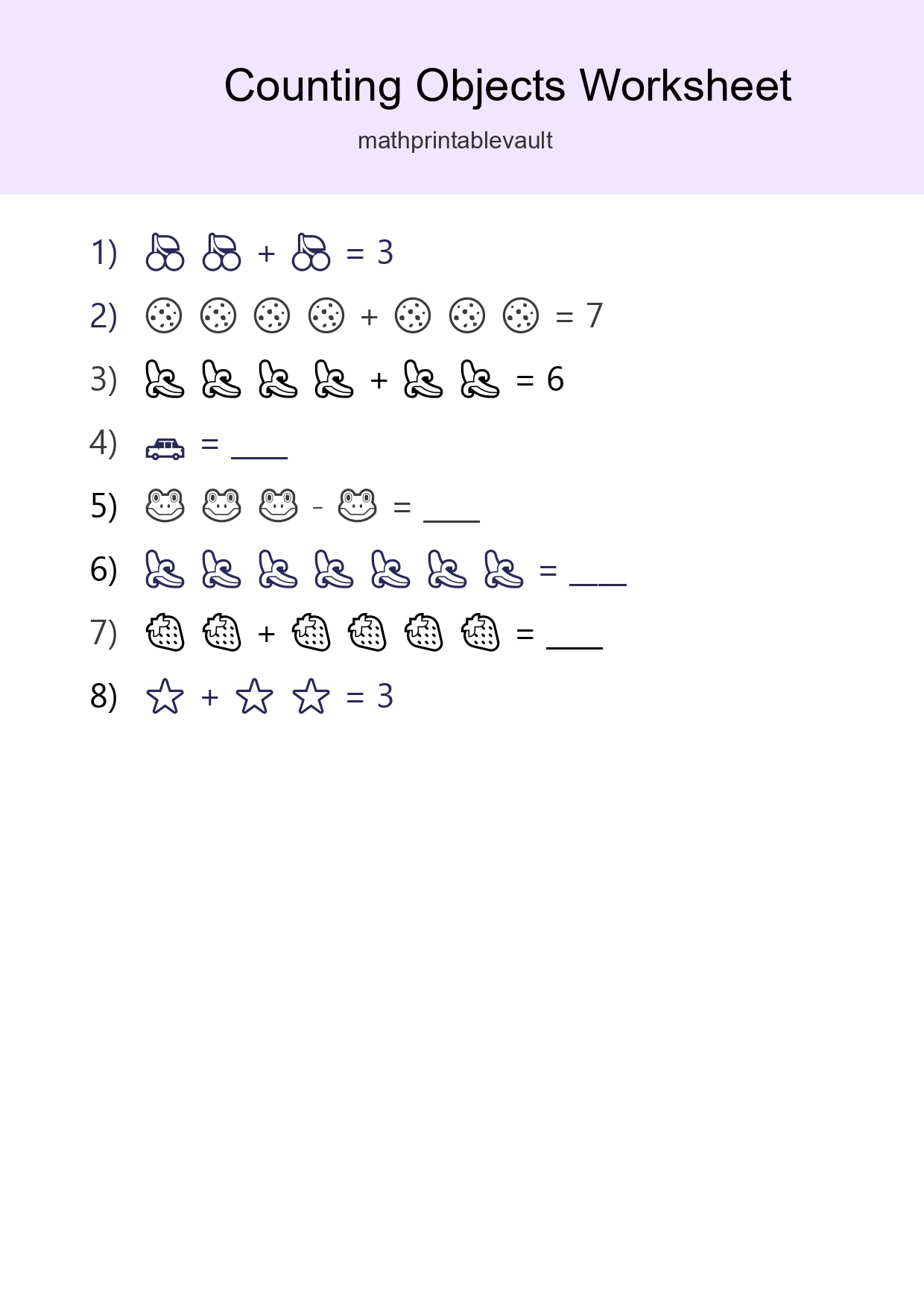 Free Counting Objects Worksheet For Kindergarten Printable - Part 190
