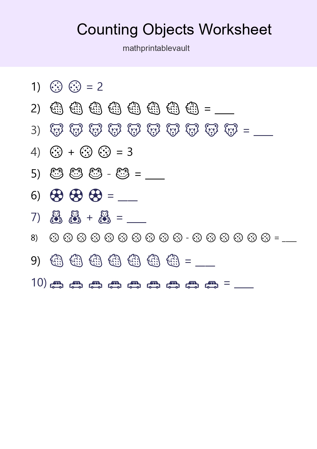 Free Counting Objects Worksheet For Kindergarten Printable - Part 3