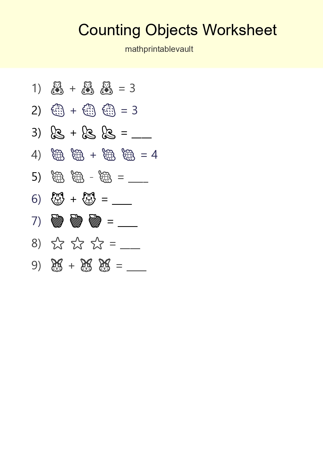 Free Counting Objects Worksheet For Pre-K - Part 102