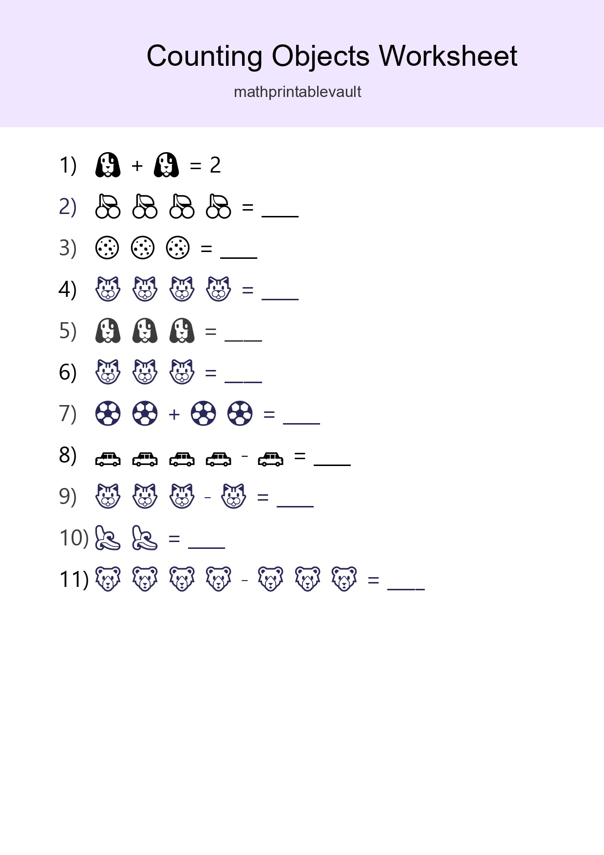 Free Counting Objects Worksheet For Pre-K - Part 135