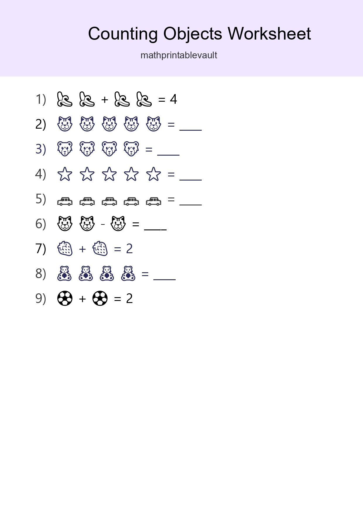 Free Counting Objects Worksheet For Pre-K Printable - Part 179