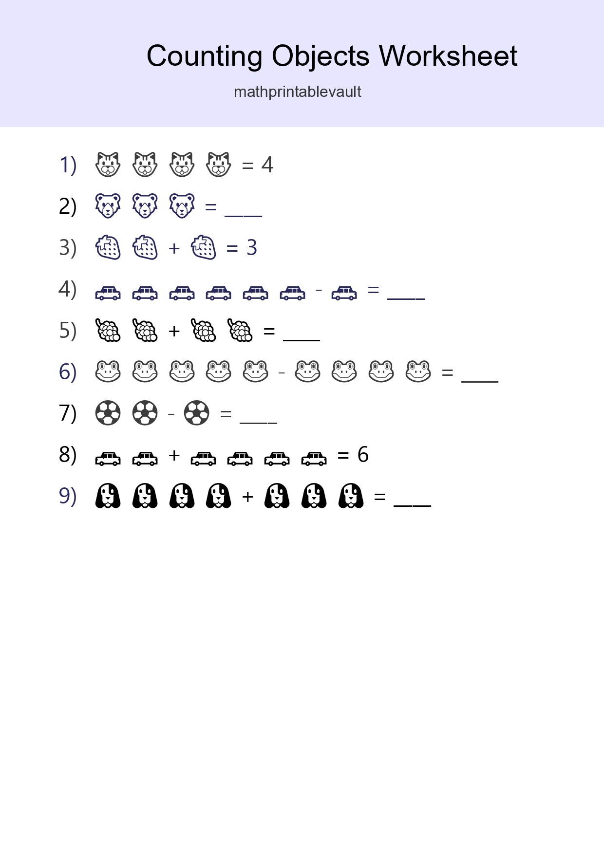 Kindergarten Count The Objects Worksheet - Part 168