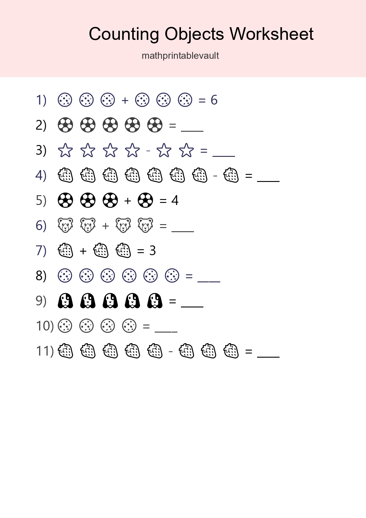 Learn Counting With Pictures Worksheet (Kindergarten) - Part 91