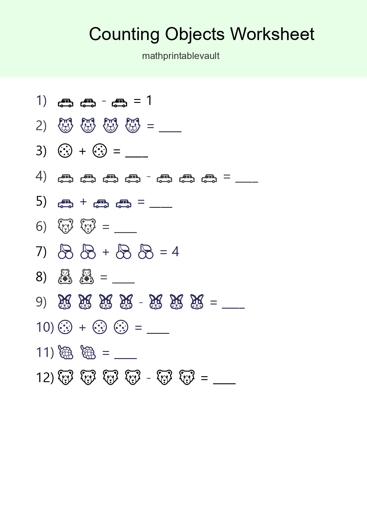 Pre-K Count The Objects Worksheet - Part 14
